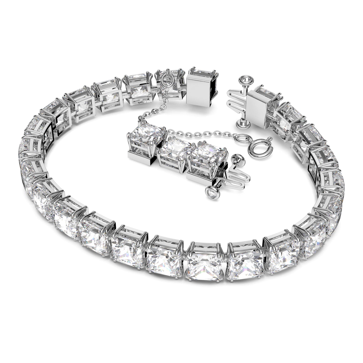 MILLENIA BRACELET SQUARE - WHITE, RHODIUM