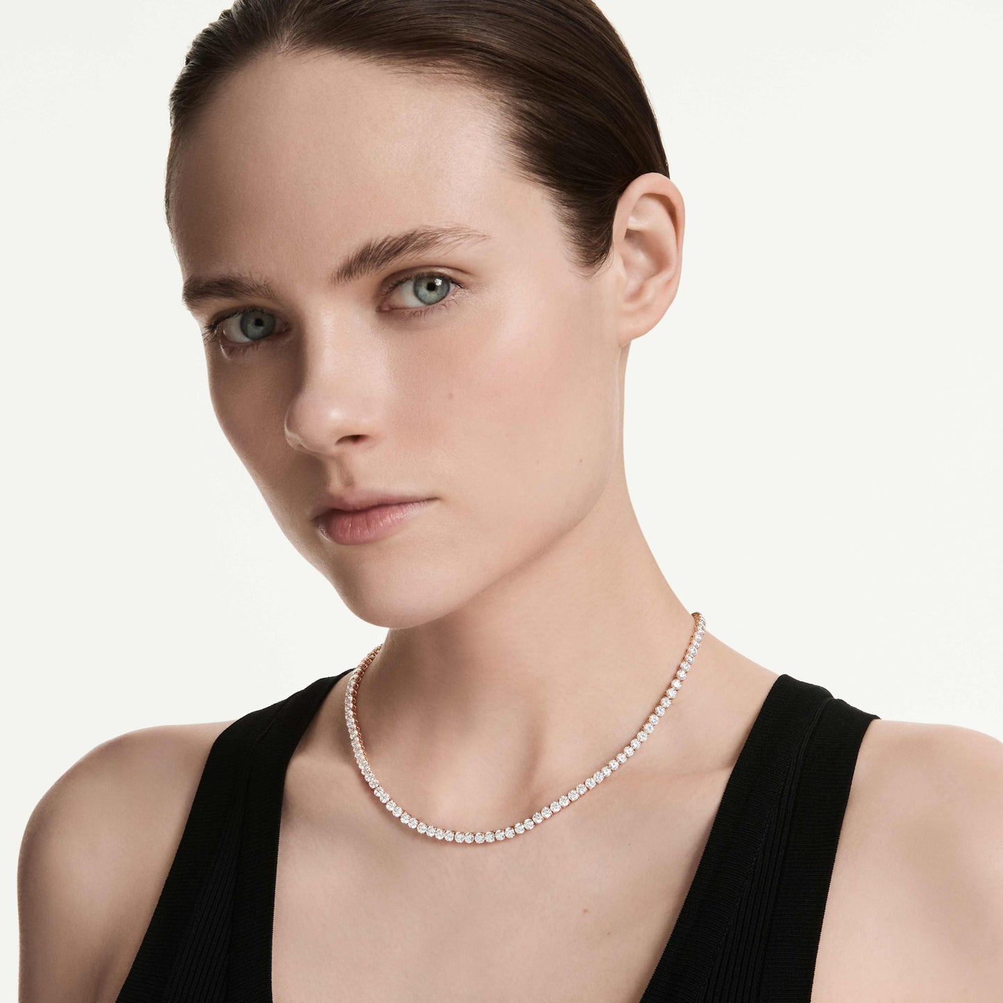 MATRIX NECKLACE TENNIS - WHITE, 18K ROSE GOLD