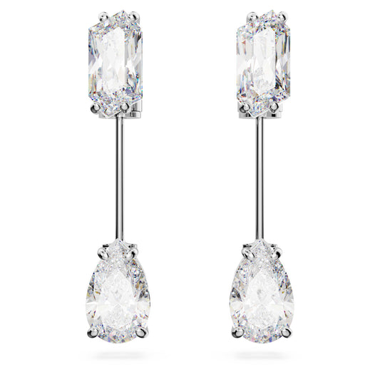 MESMERA BAR EARRINGS - WHITE, RHODIUM