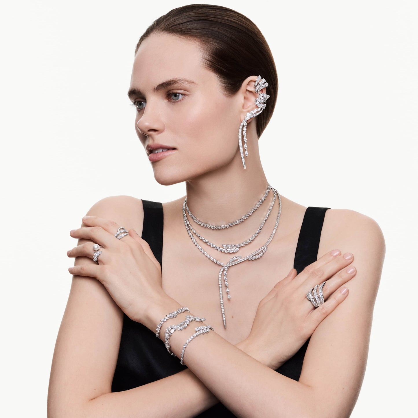 MESMERA BRACELET MARQUISE - WHITE, RHODIUM