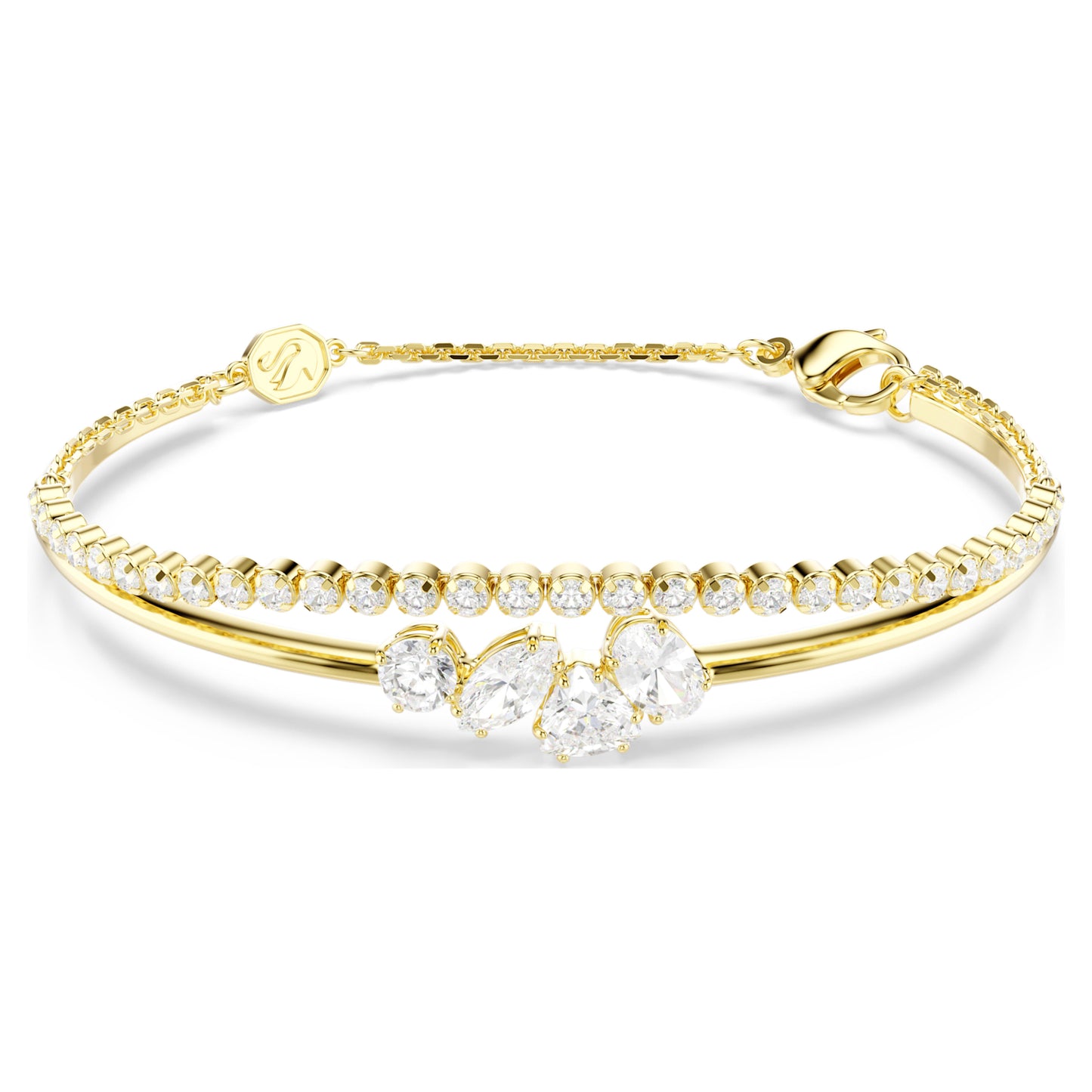 MESMERA BRACELET DOUBLE - WHITE, 18K GOLD