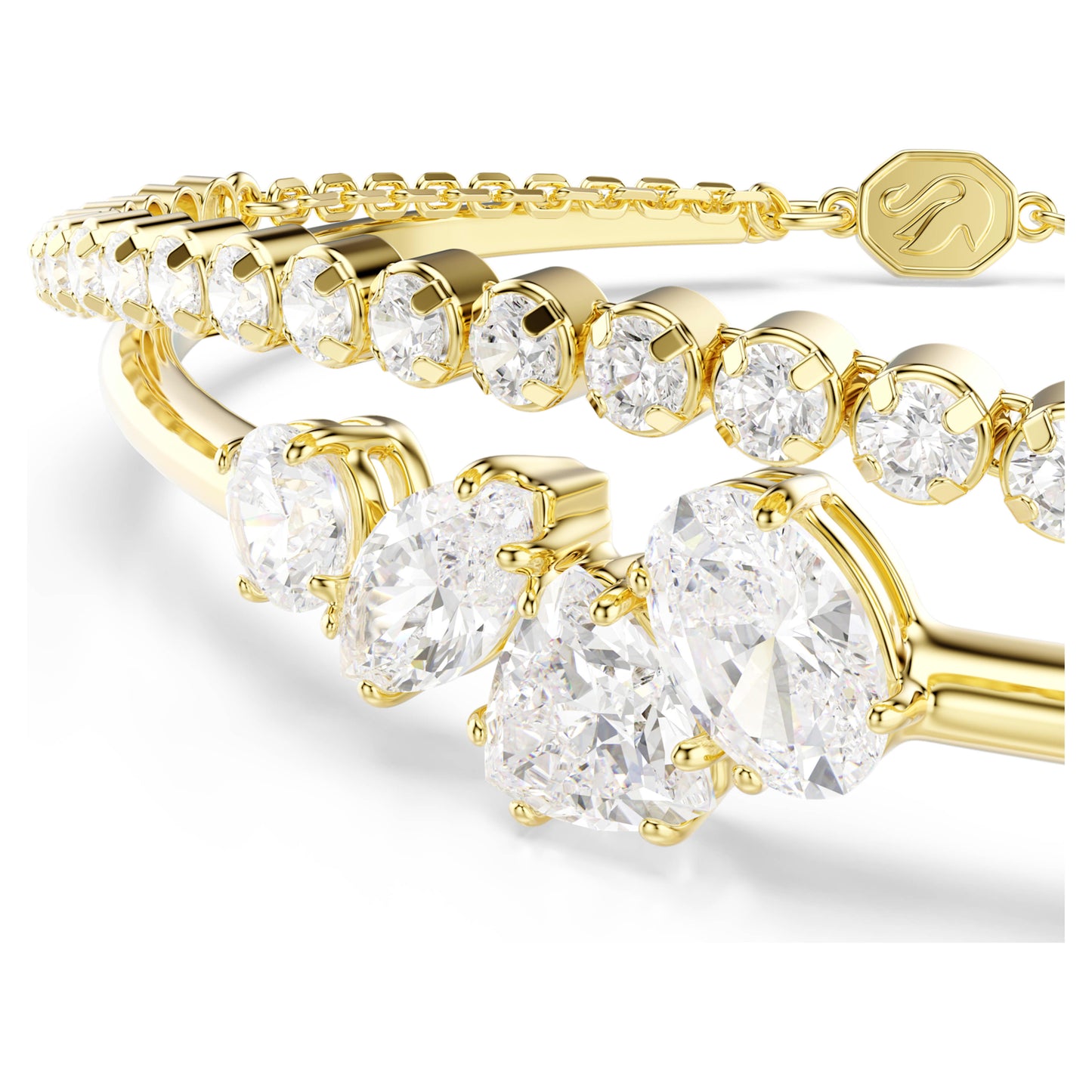 MESMERA BRACELET DOUBLE - WHITE, 18K GOLD