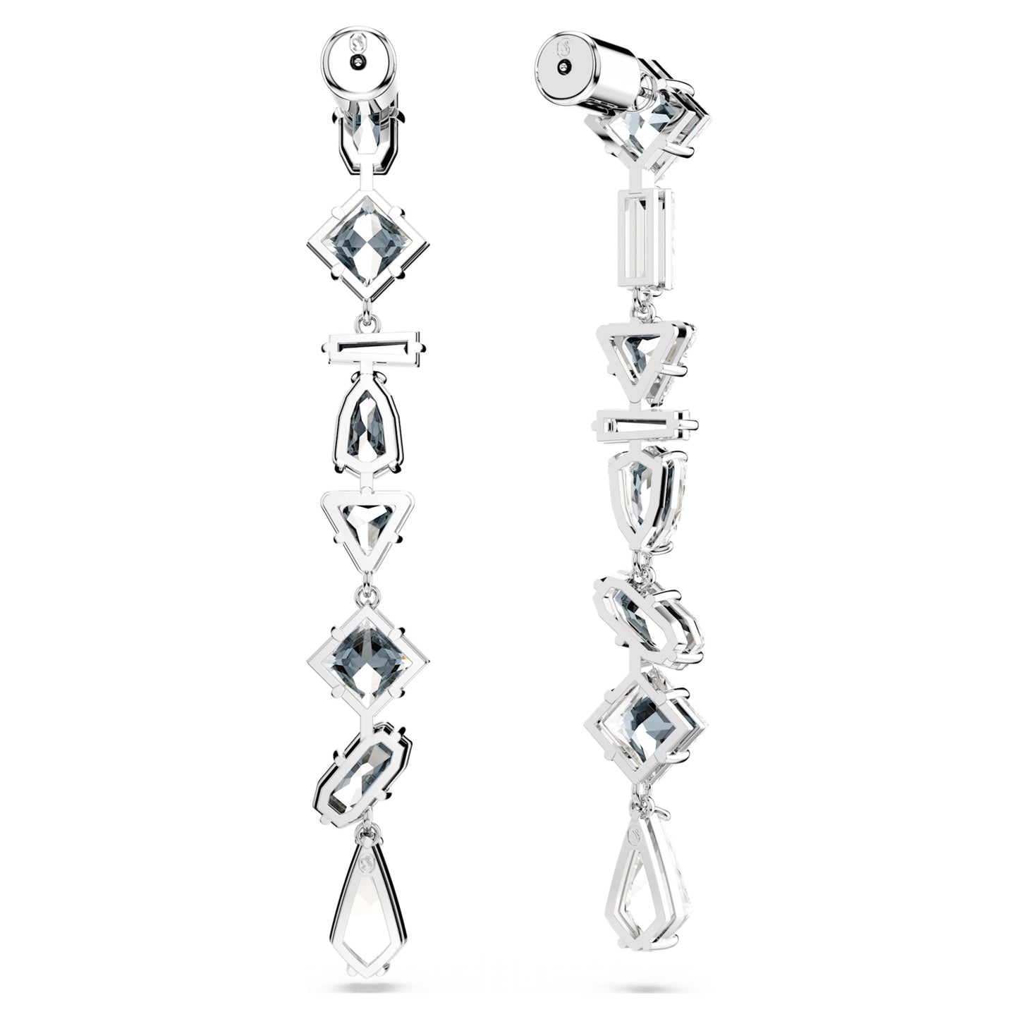 MESMERA DROP EARRINGS ASYMMETRICAL - WHITE, RHODIUM