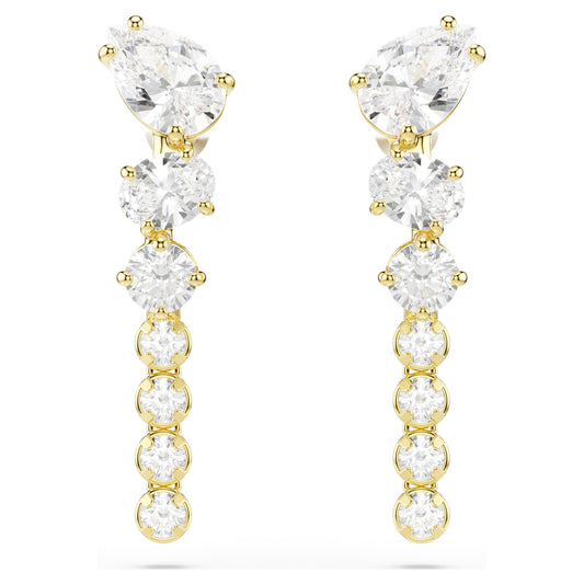 MESMERA DROP EARRINGS - WHITE, 18K GOLD