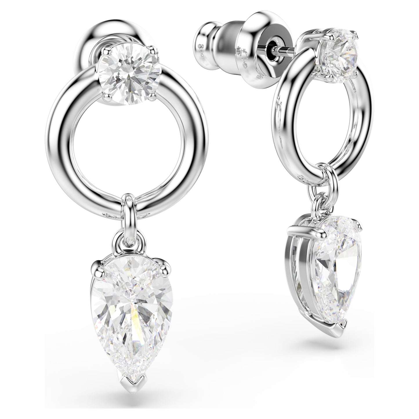 MESMERA DROP EARRINGS - WHITE, RHODIUM