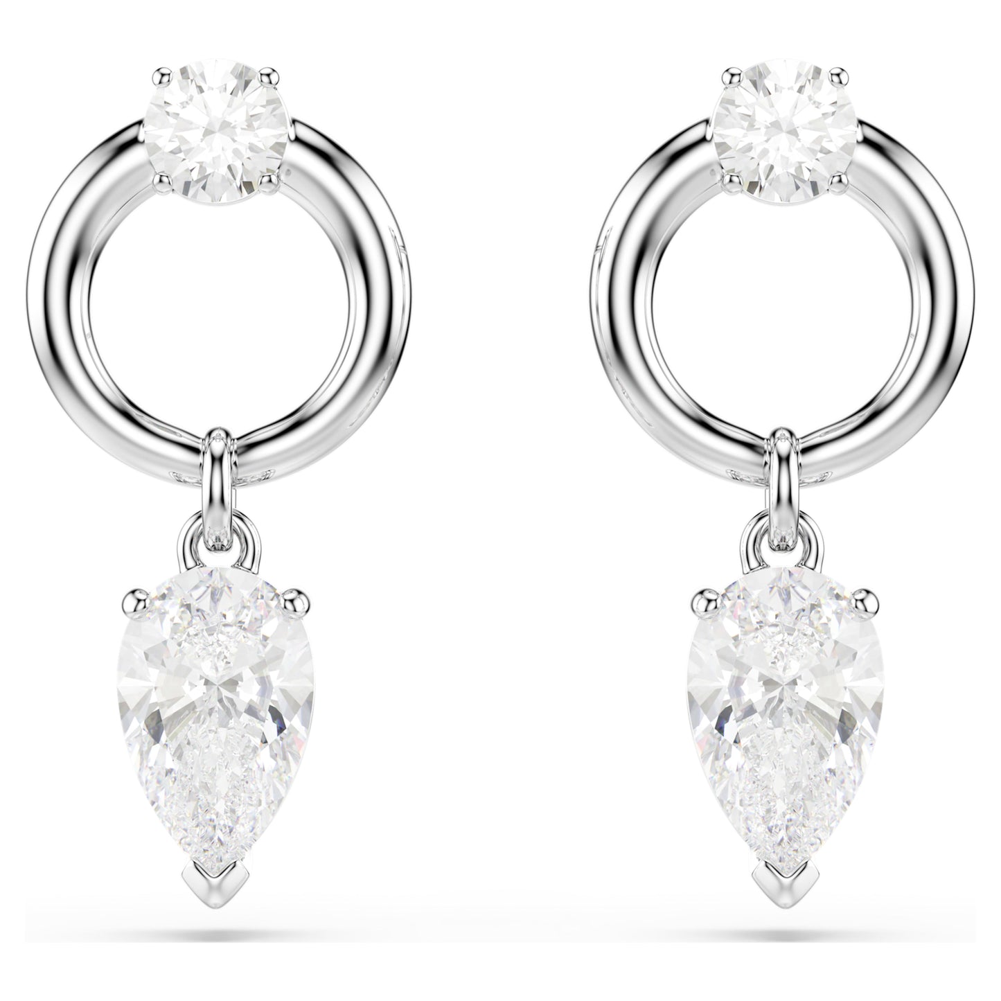 MESMERA DROP EARRINGS - WHITE, RHODIUM