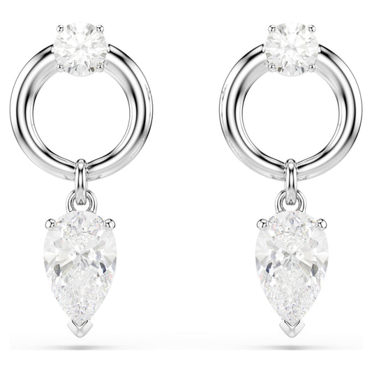 MESMERA DROP EARRINGS - WHITE, RHODIUM