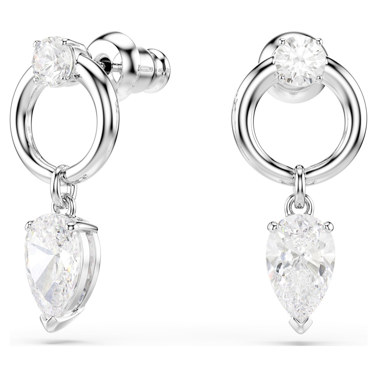 MESMERA DROP EARRINGS - WHITE, RHODIUM