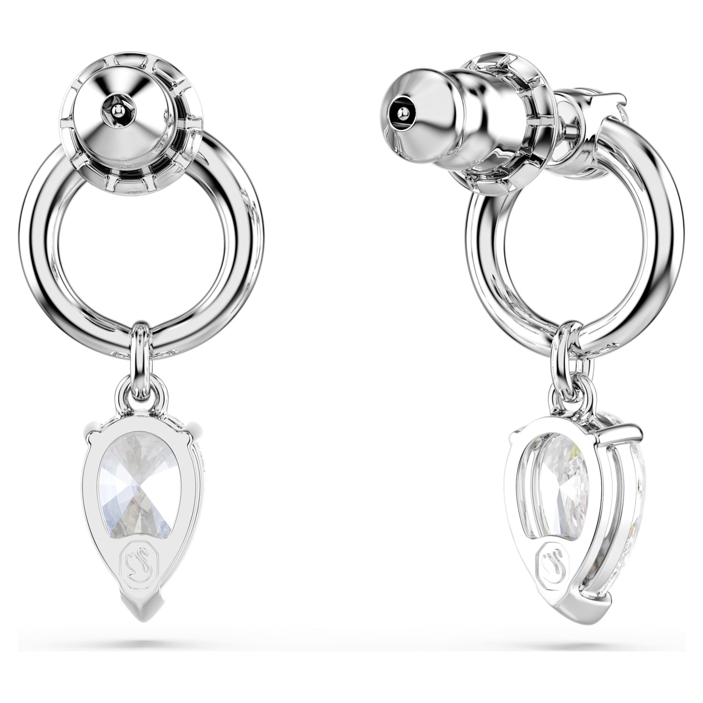MESMERA DROP EARRINGS - WHITE, RHODIUM