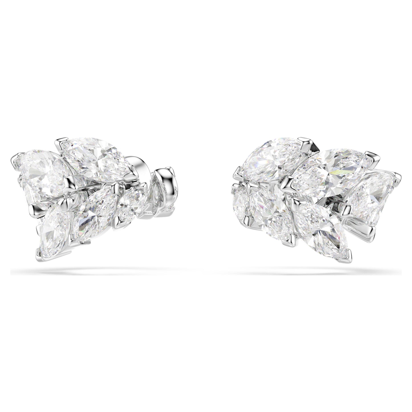 MESMERA EAR CUFFS MARQUISE - WHITE, RHODIUM
