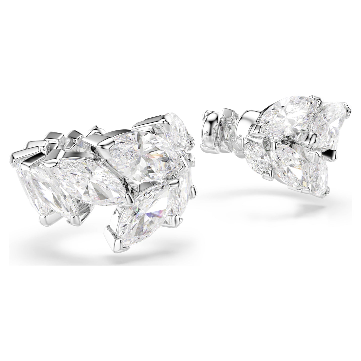 MESMERA EAR CUFFS MARQUISE - WHITE, RHODIUM