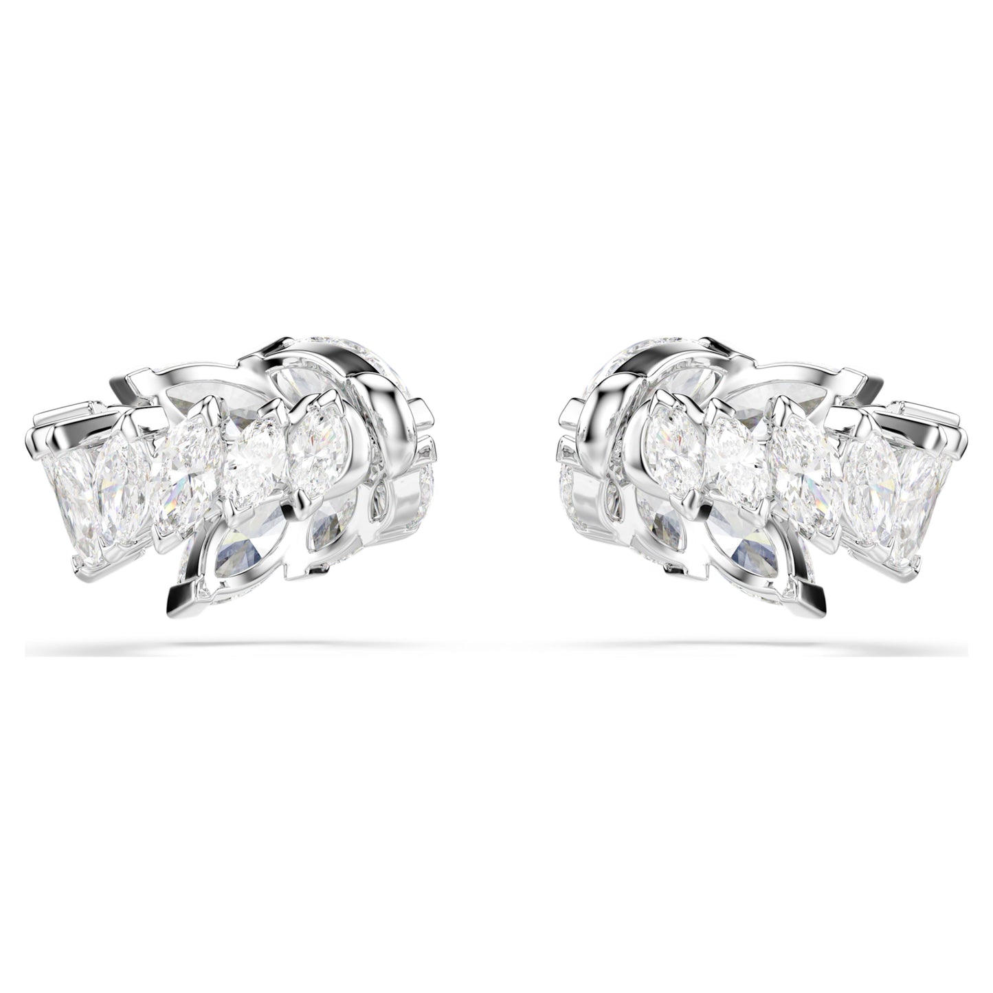 MESMERA EAR CUFFS MARQUISE - WHITE, RHODIUM