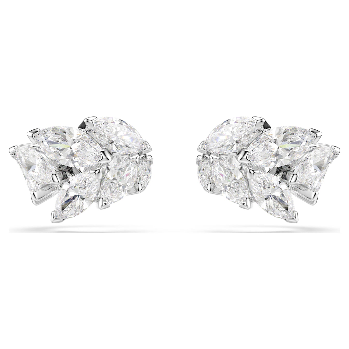 MESMERA EAR CUFFS MARQUISE - WHITE, RHODIUM