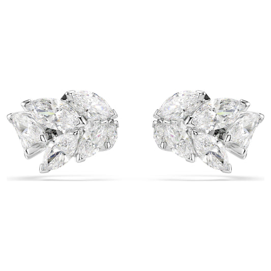 MESMERA EAR CUFFS MARQUISE - WHITE, RHODIUM