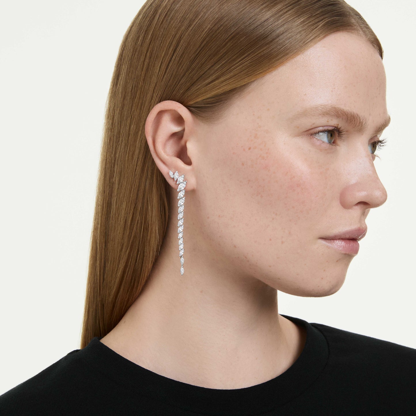 MESMERA EARRINGS MARQUISE - WHITE, RHODIUM