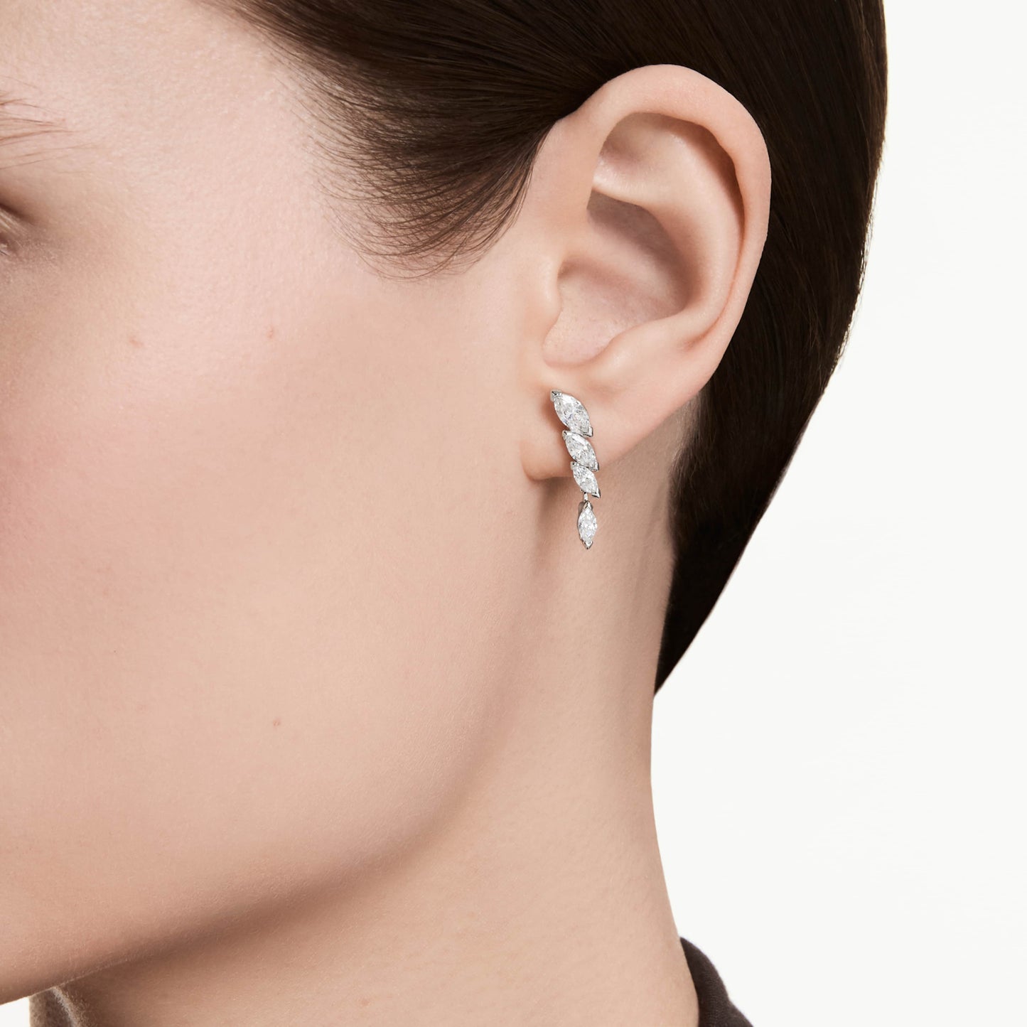 MESMERA EARRINGS MARQUISE - WHITE, RHODIUM