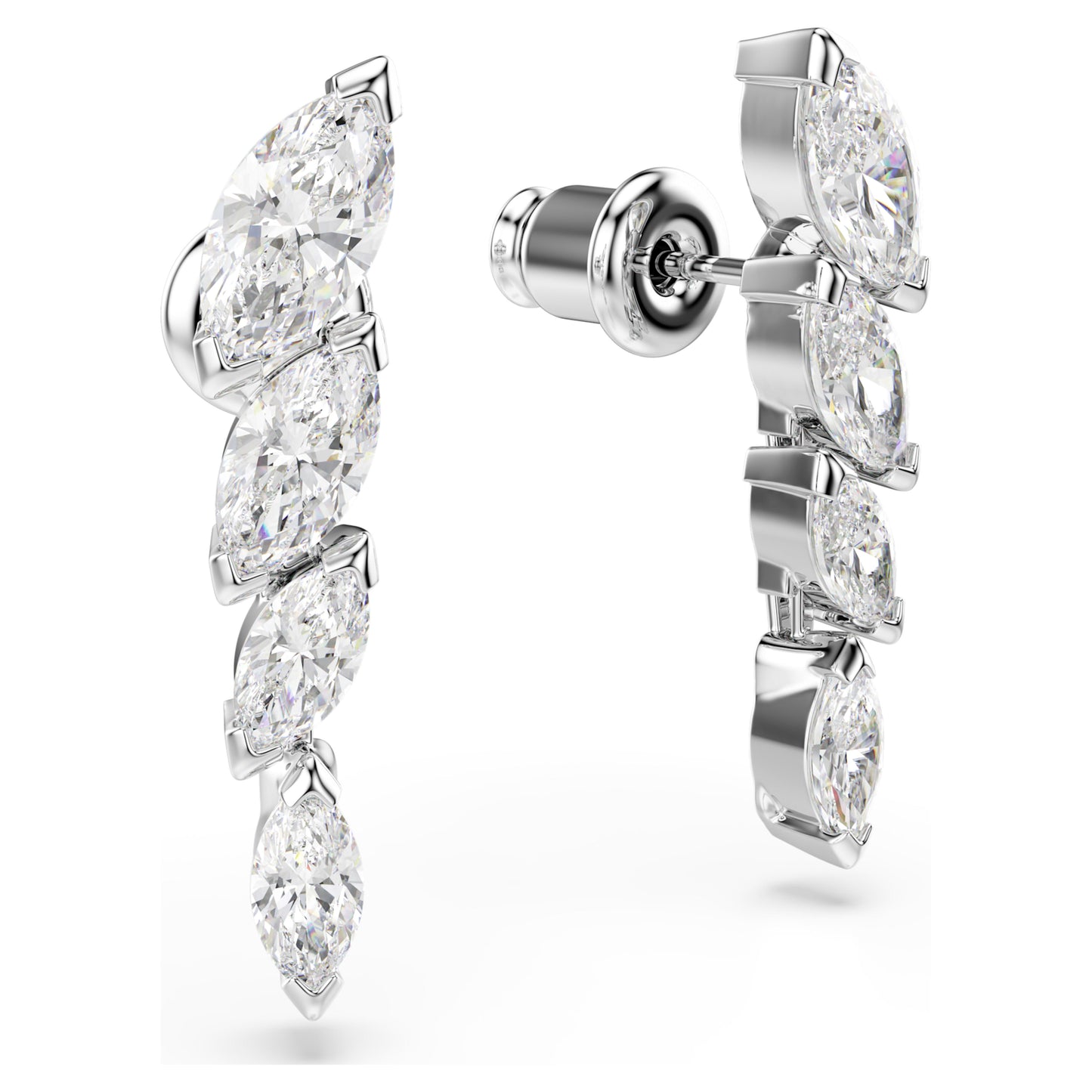 MESMERA EARRINGS MARQUISE - WHITE, RHODIUM