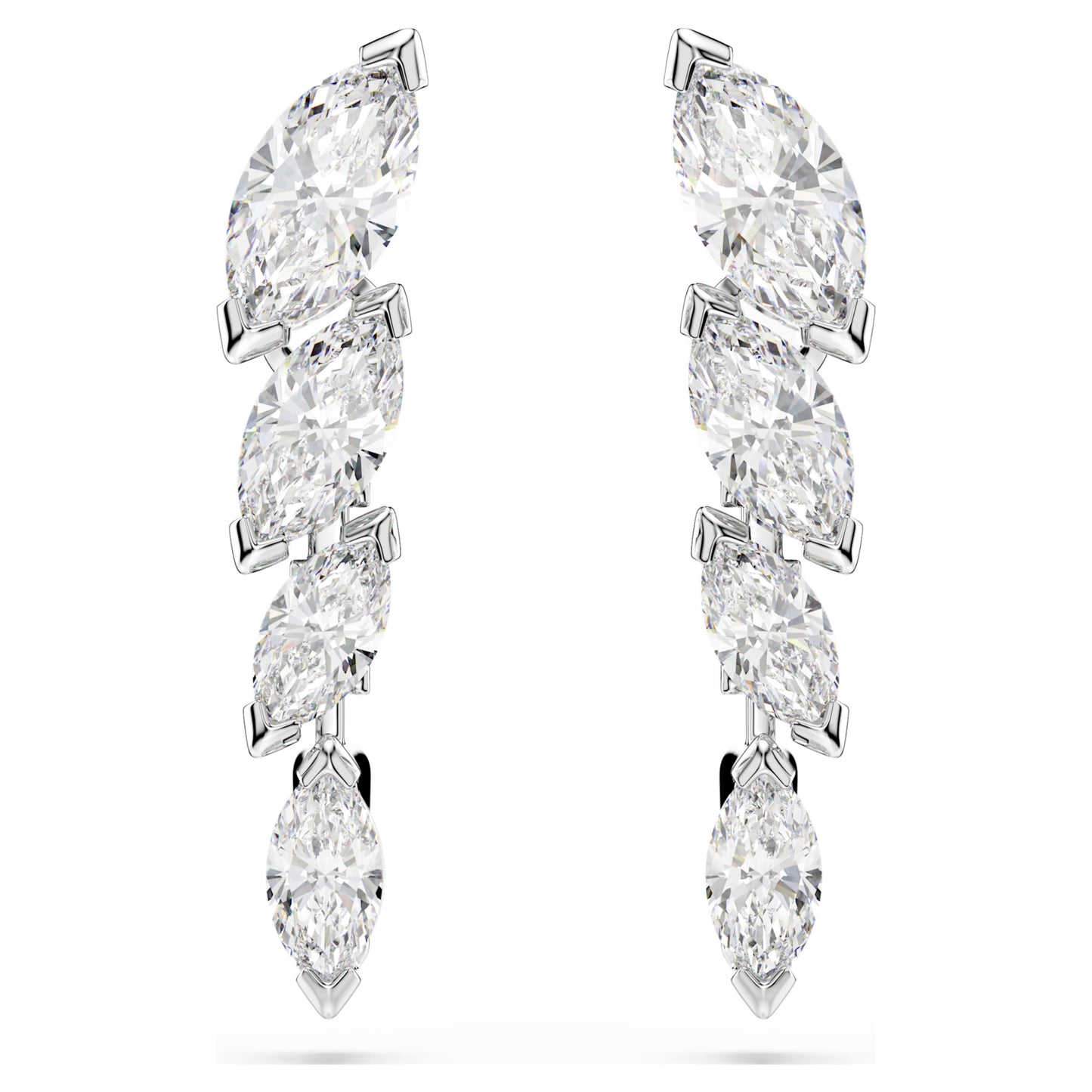 MESMERA EARRINGS MARQUISE - WHITE, RHODIUM