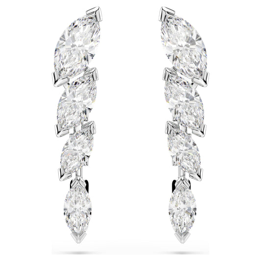 MESMERA EARRINGS MARQUISE - WHITE, RHODIUM