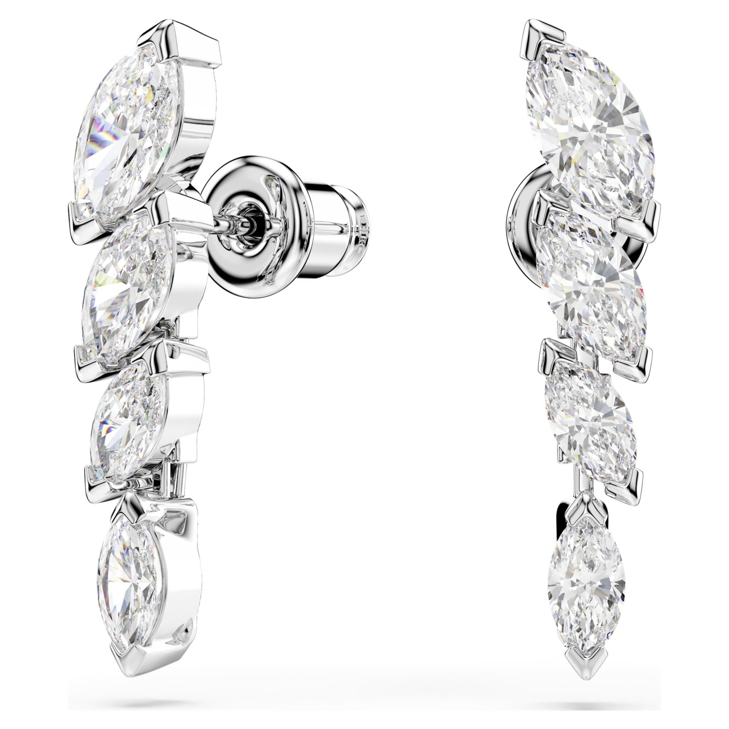 MESMERA EARRINGS MARQUISE - WHITE, RHODIUM