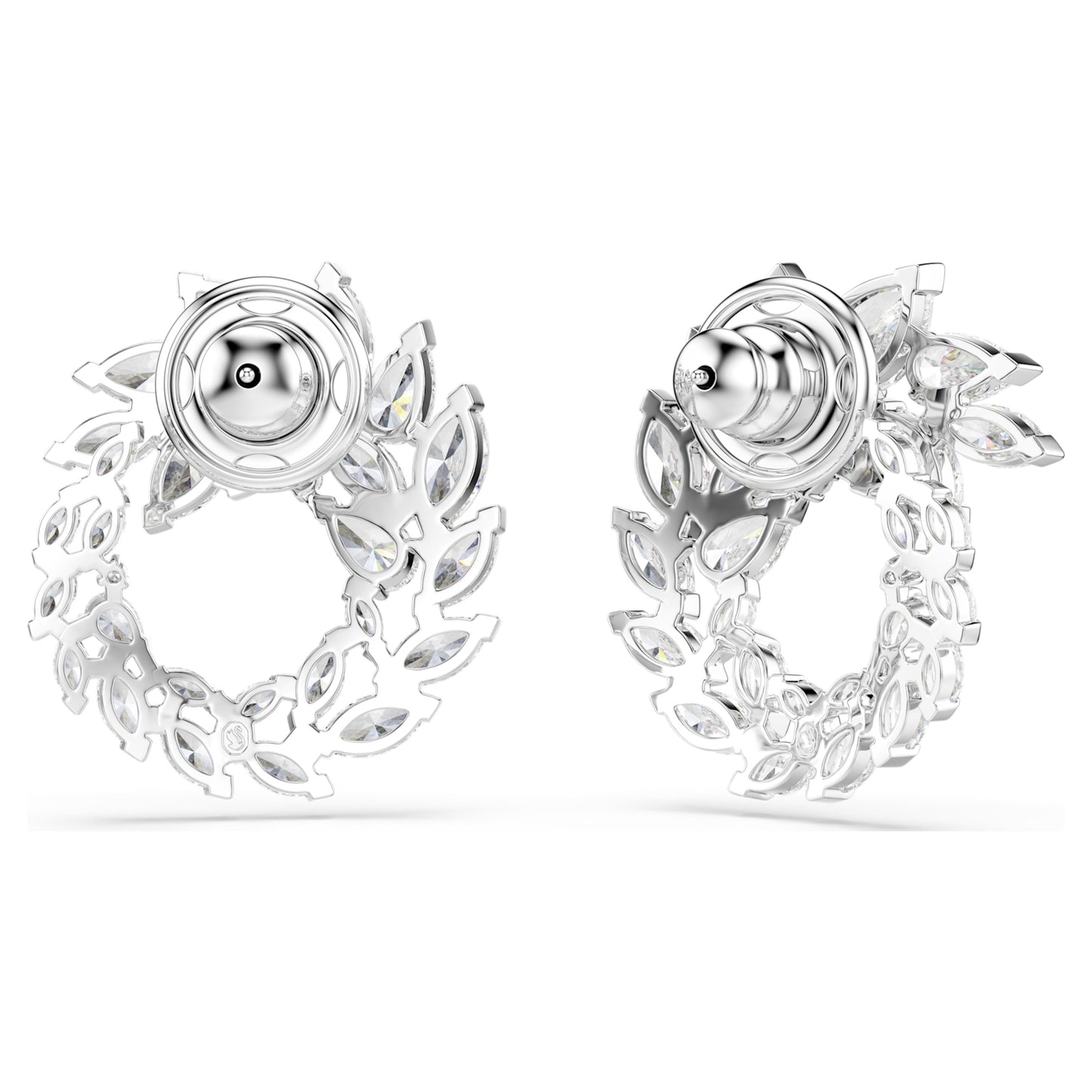 MESMERA HOOP EARRINGS MARQUISE - WHITE, RHODIUM