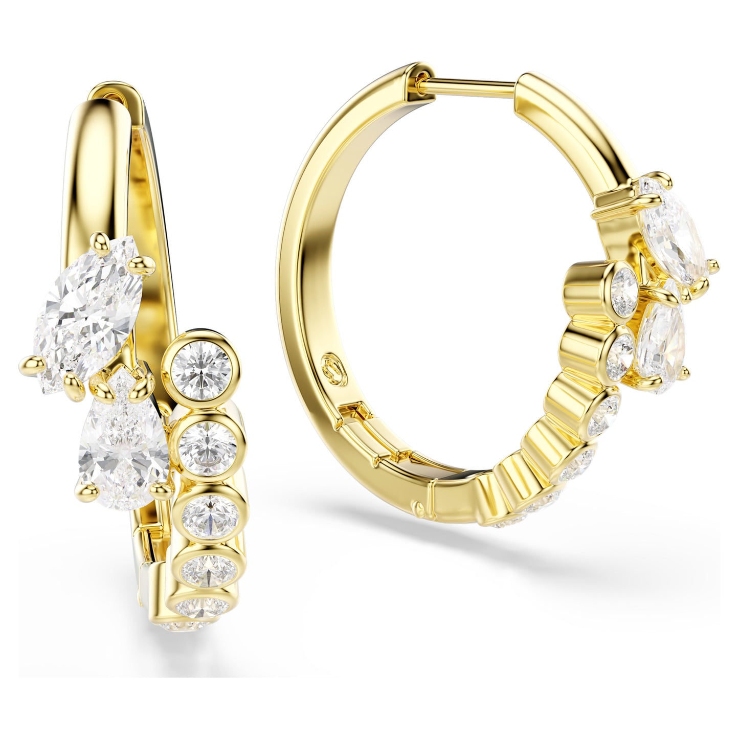 MESMERA HOOP EARRINGS - WHITE, 18K GOLD