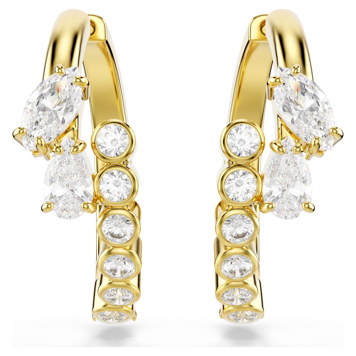 MESMERA HOOP EARRINGS - WHITE, 18K GOLD