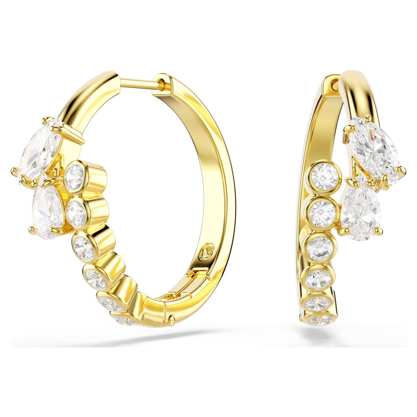 MESMERA HOOP EARRINGS - WHITE, 18K GOLD