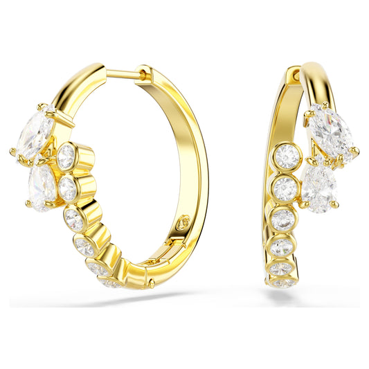 MESMERA HOOP EARRINGS - WHITE, 18K GOLD