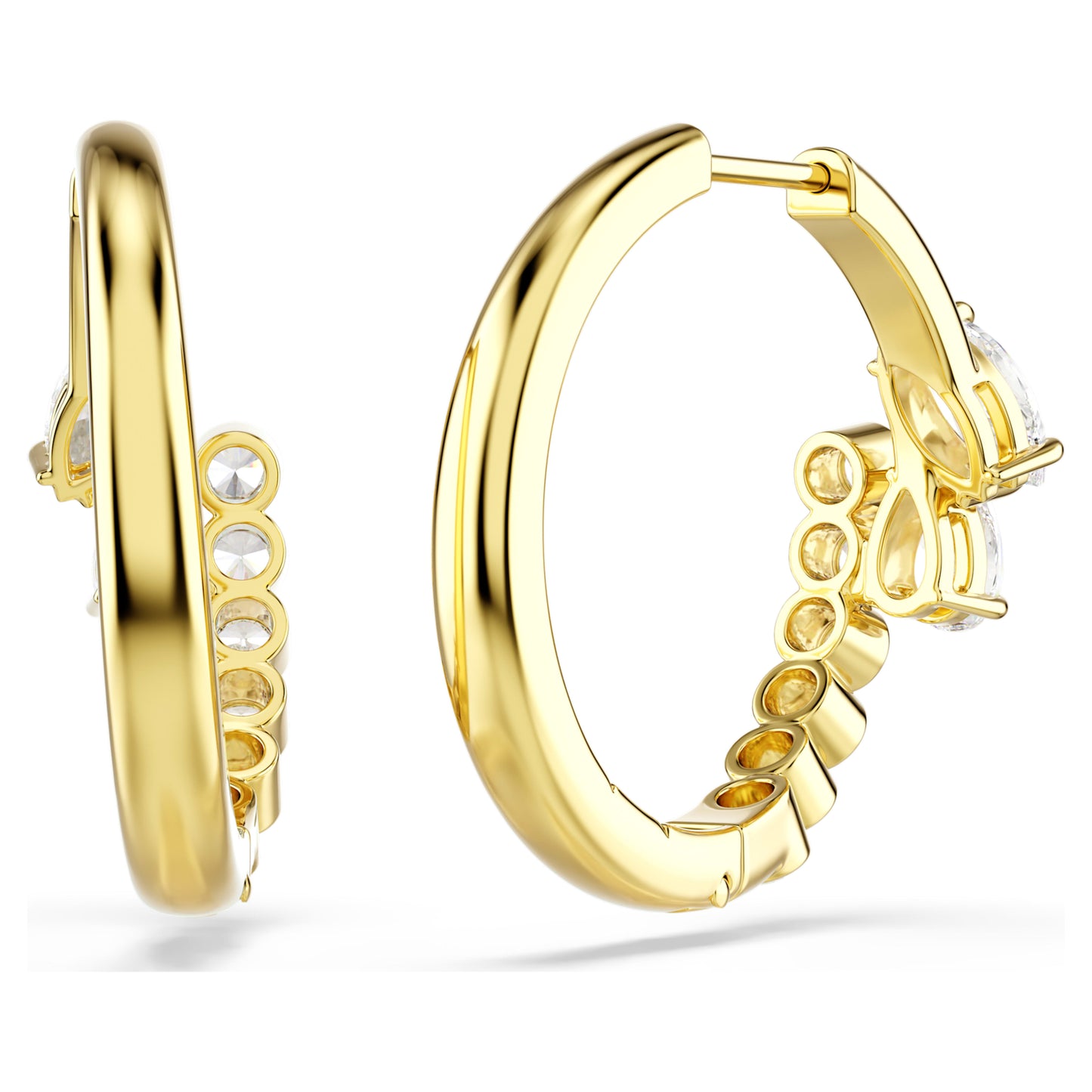 MESMERA HOOP EARRINGS - WHITE, 18K GOLD