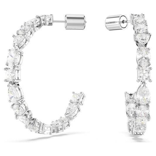 MESMERA HOOP EARRINGS - WHITE, RHODIUM