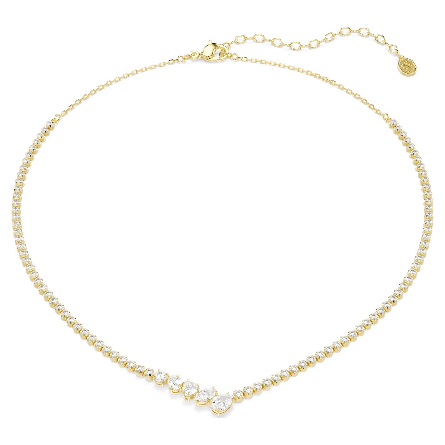 MESMERA NECKLACE MIXED CUTS - WHITE, 18K GOLD