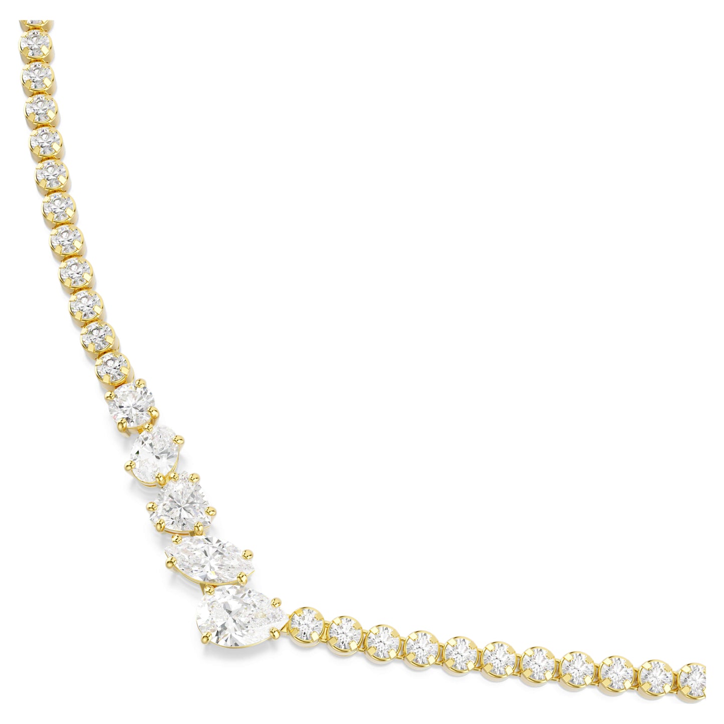MESMERA NECKLACE MIXED CUTS - WHITE, 18K GOLD