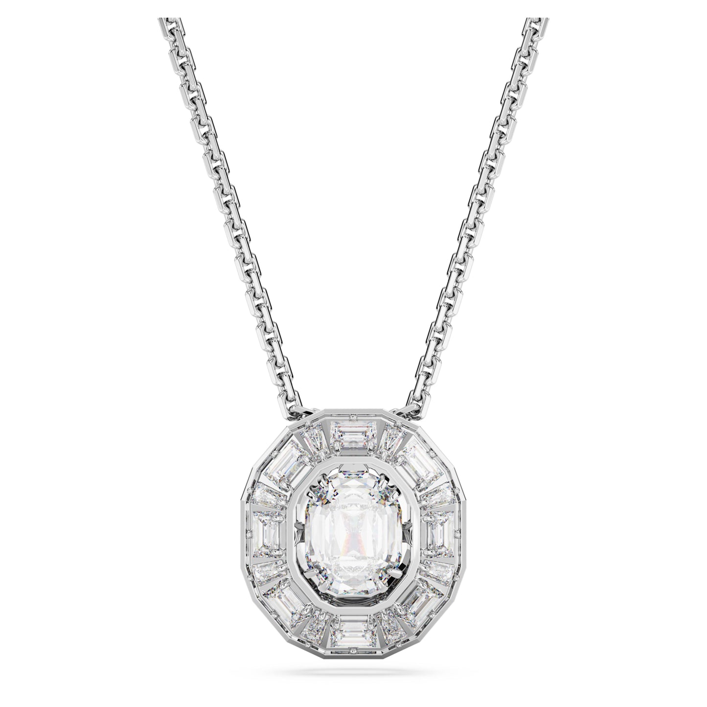 MESMERA PENDANT SMALL - WHITE, RHODIUM