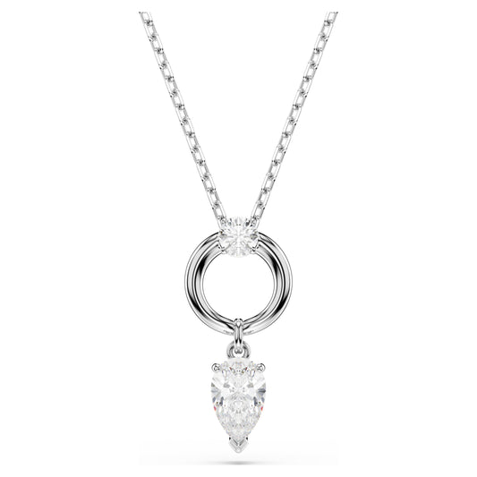 MESMERA PENDANT PEAR CUT - WHITE, RHODIUM