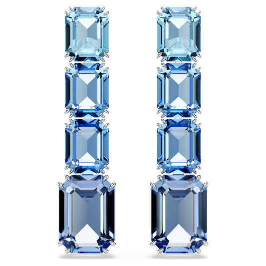 MILLENIA DROP EARRINGS - BLUE, RHODIUM