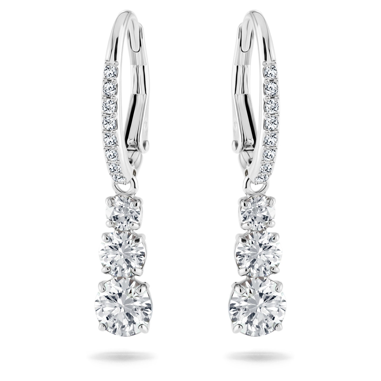 STILLA ATTRACT HOOP EARRINGS - WHITE, RHODIUM
