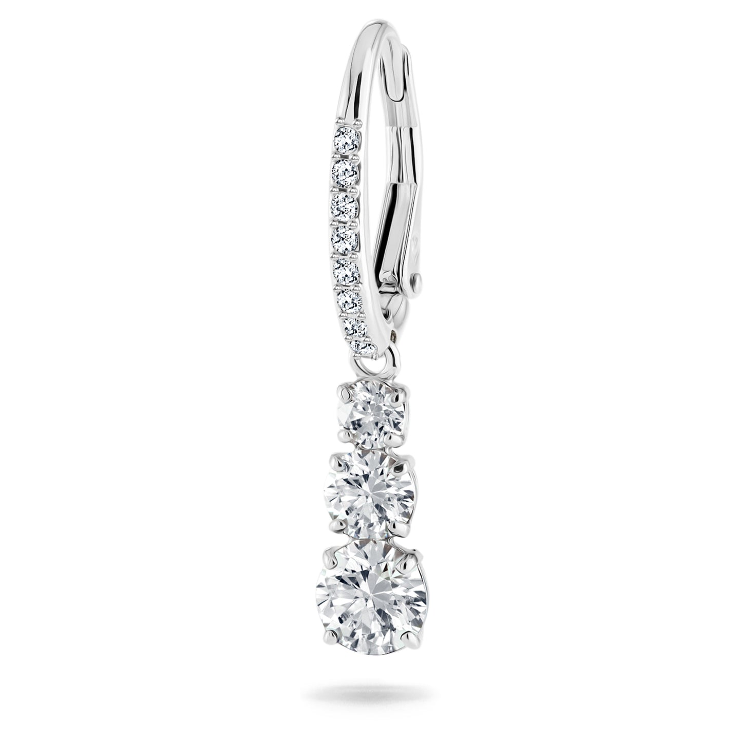STILLA ATTRACT HOOP EARRINGS - WHITE, RHODIUM