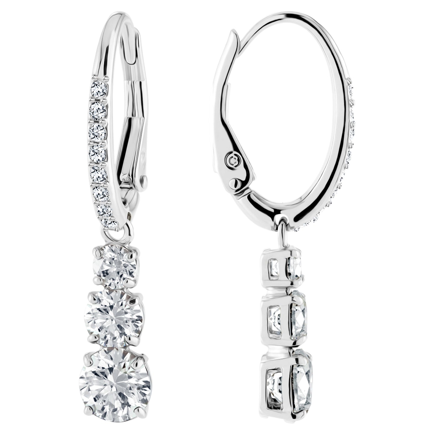 STILLA ATTRACT HOOP EARRINGS - WHITE, RHODIUM