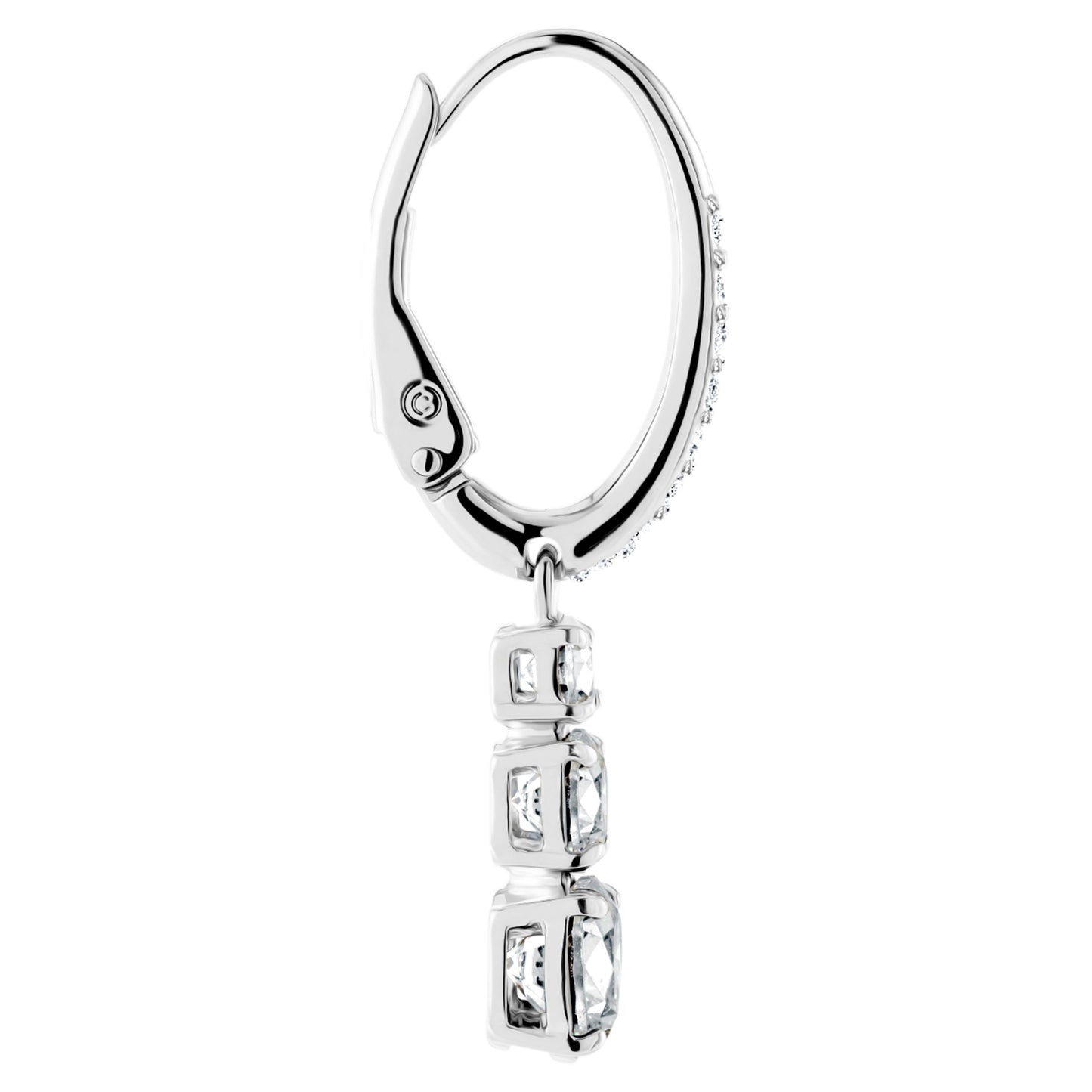 STILLA ATTRACT HOOP EARRINGS - WHITE, RHODIUM