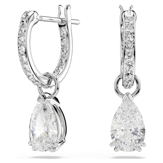 STILLA DROP EARRINGS - WHITE, RHODIUM