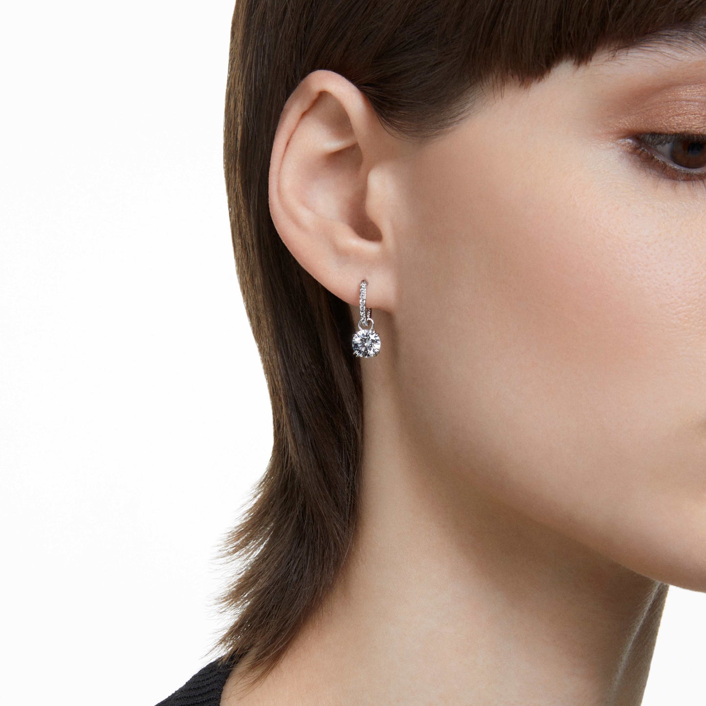 STILLA DROP EARRINGS - WHITE, RHODIUM