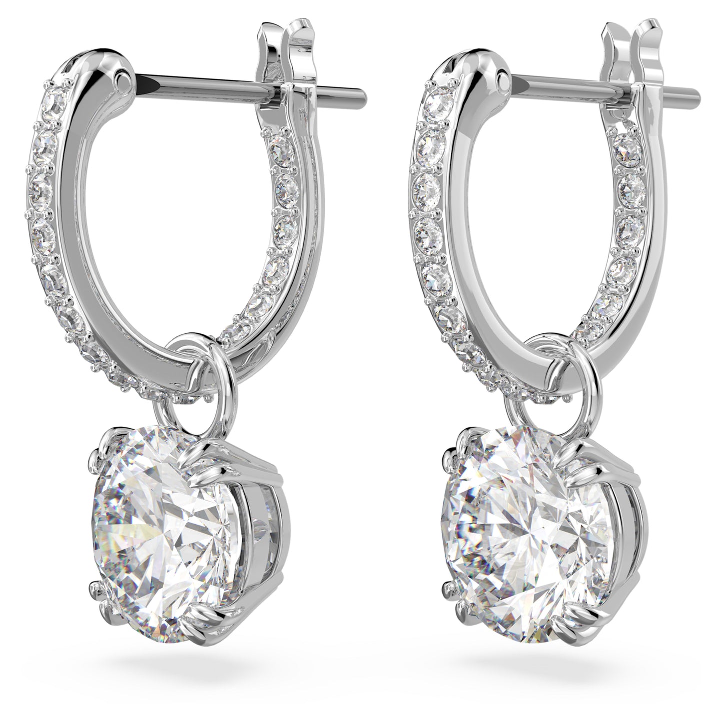 STILLA DROP EARRINGS - WHITE, RHODIUM