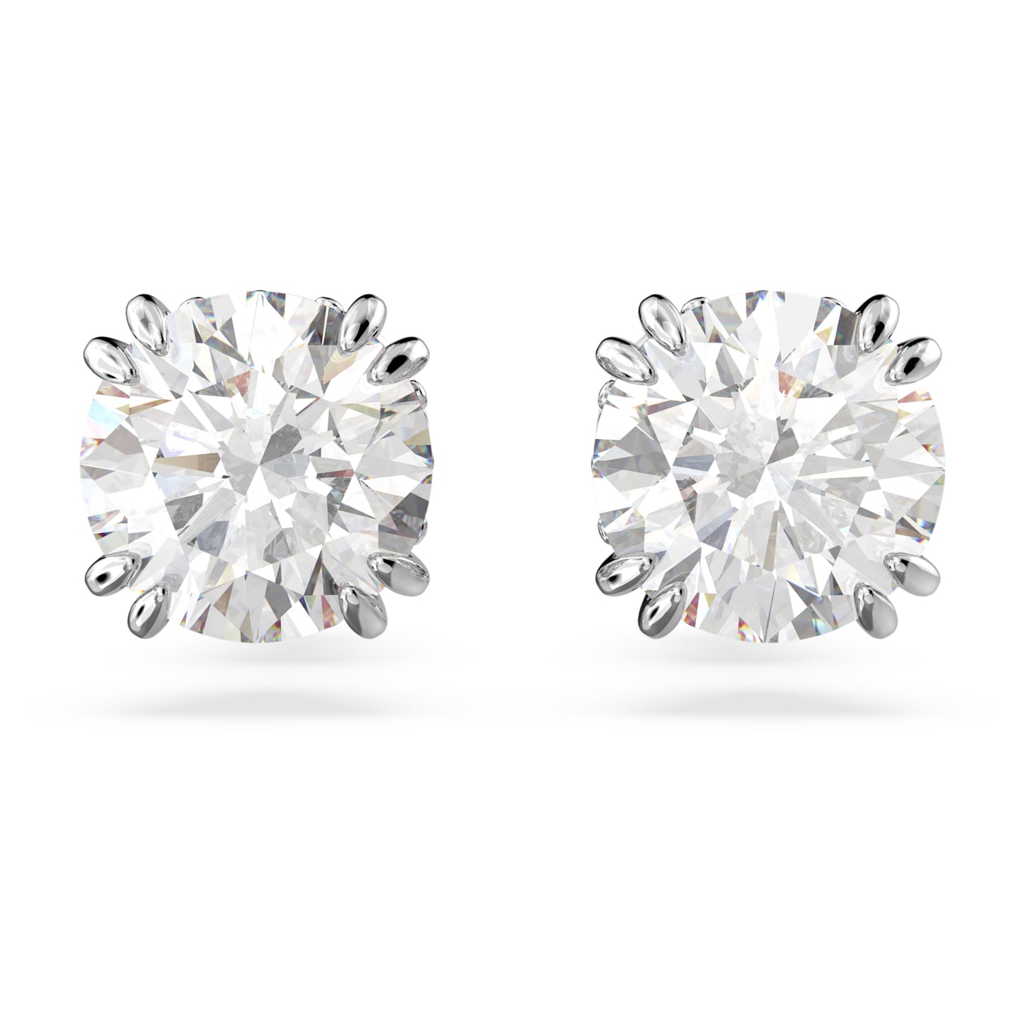 STILLA STUD EARRINGS - WHITE, RHODIUM