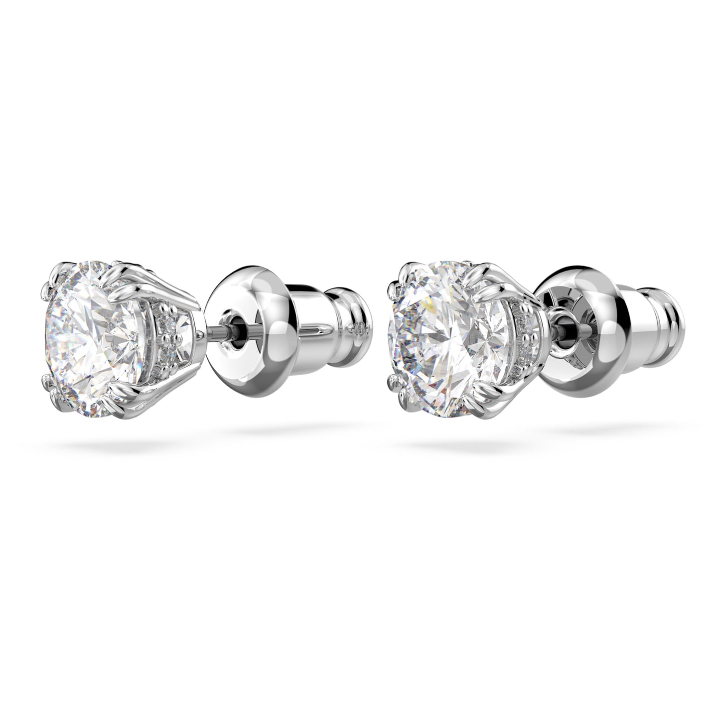 STILLA STUD EARRINGS - WHITE, RHODIUM