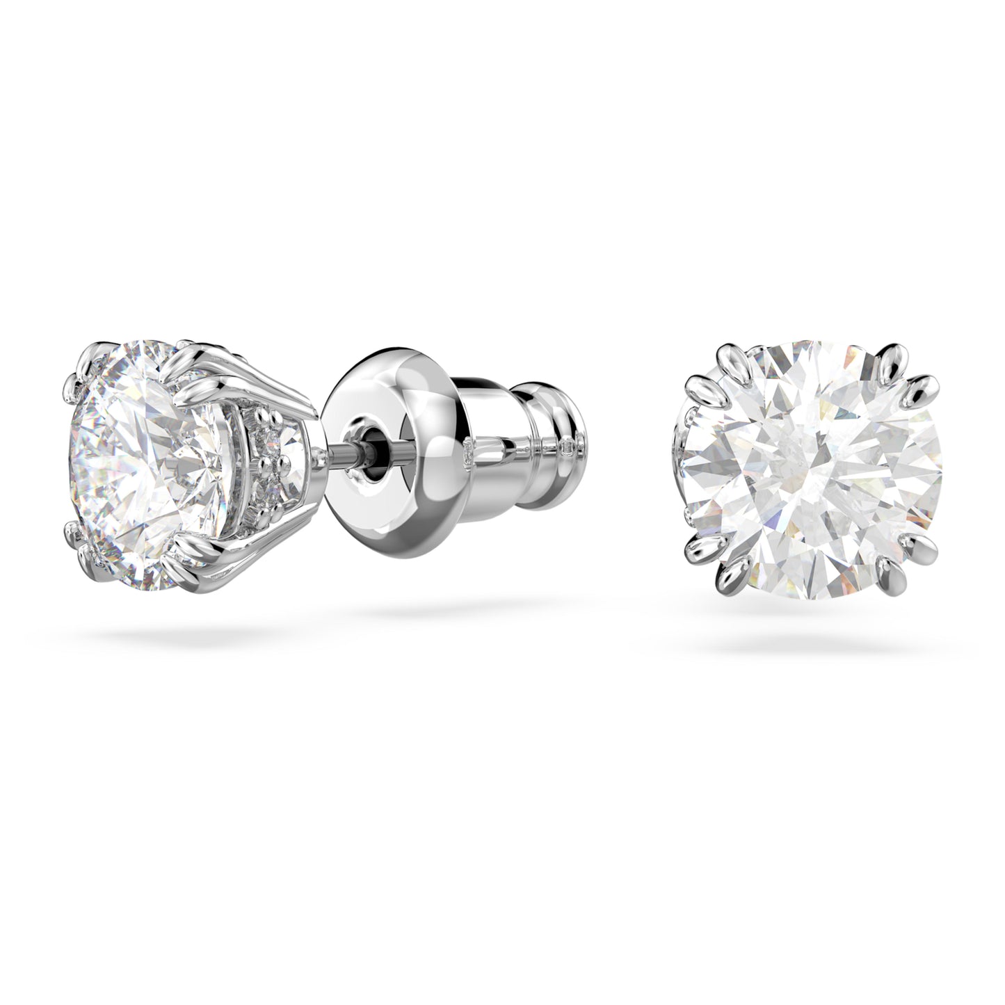 STILLA STUD EARRINGS - WHITE, RHODIUM