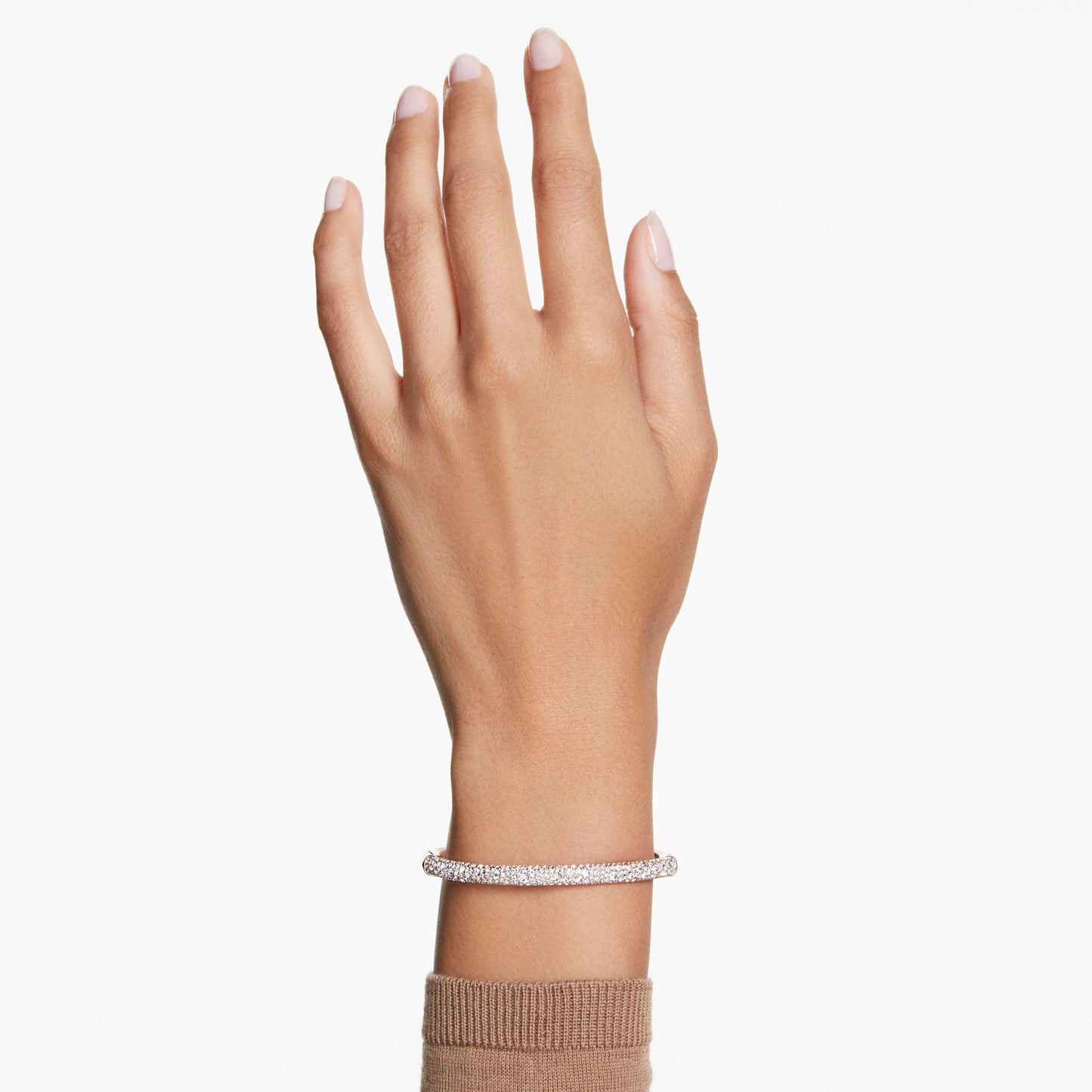 SUBLIMA BANGLE SNOW PAVE - WHITE, ROSE-GOLD