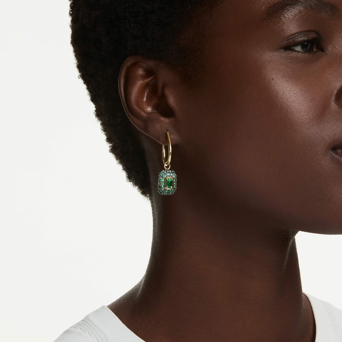 SUBLIMA OCTAGON DROP EARRINGS - GREEN, GOLD