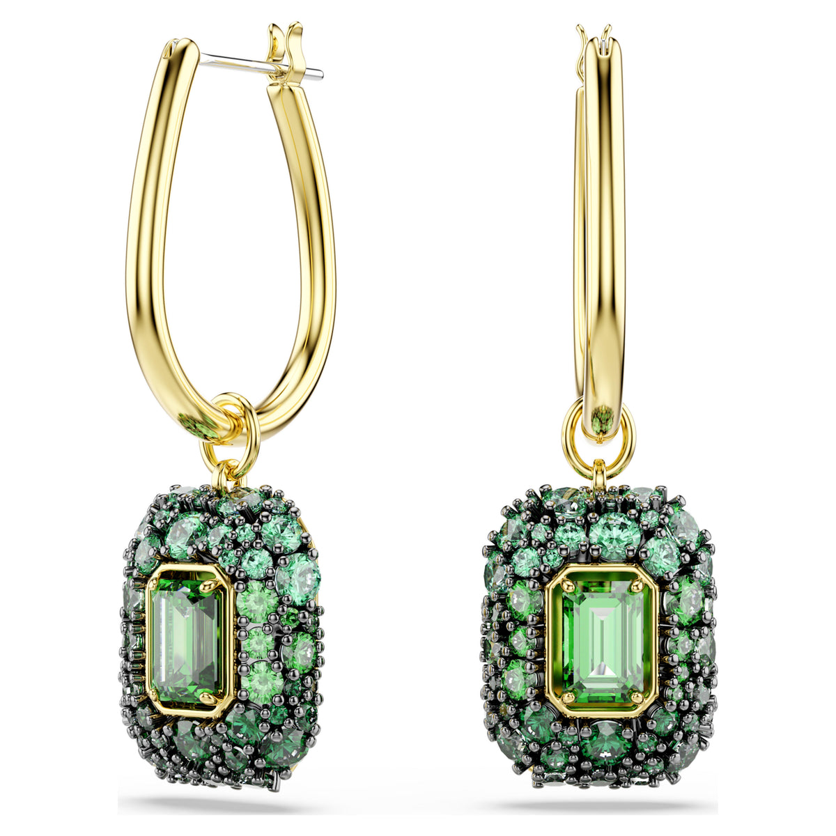 SUBLIMA OCTAGON DROP EARRINGS - GREEN, GOLD