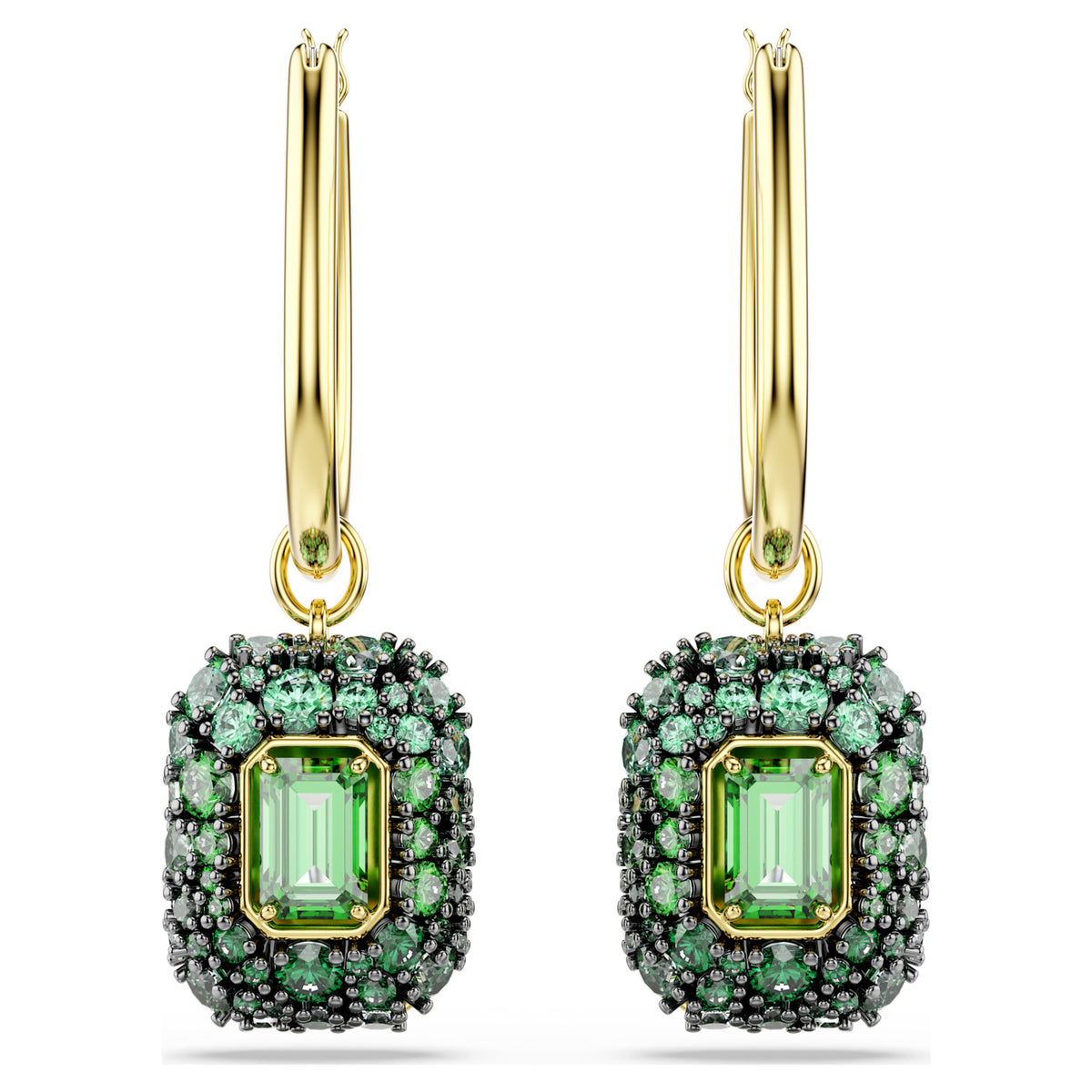SUBLIMA OCTAGON DROP EARRINGS - GREEN, GOLD